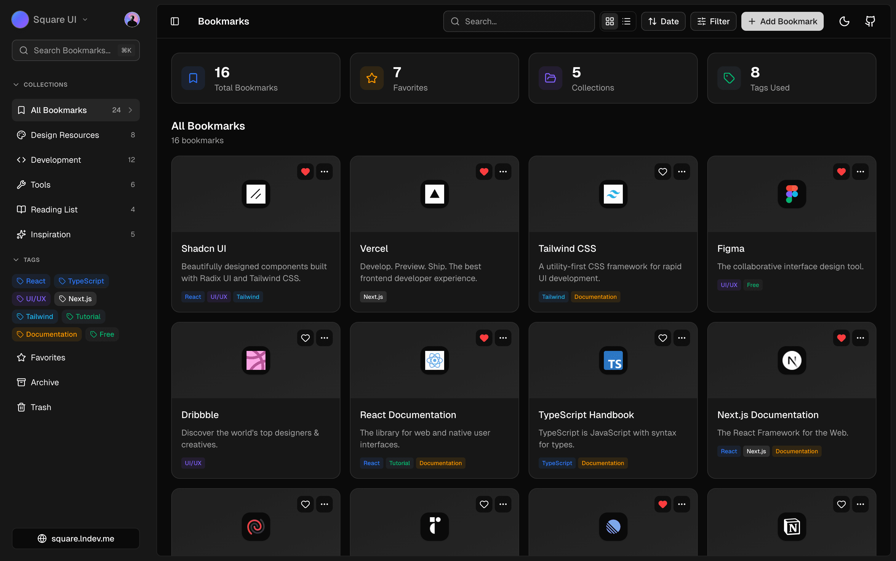 bookmarks screenshot